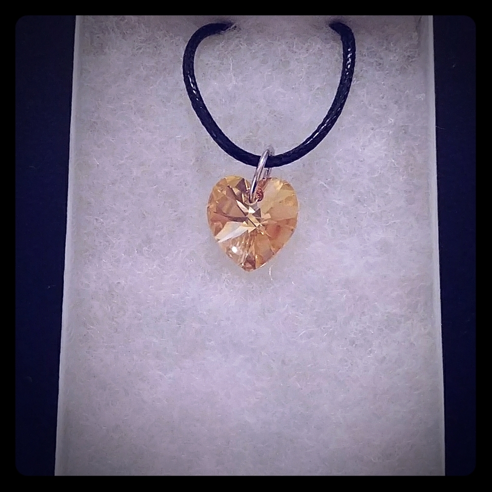 Apricot Gold Crystal Heart Necklace